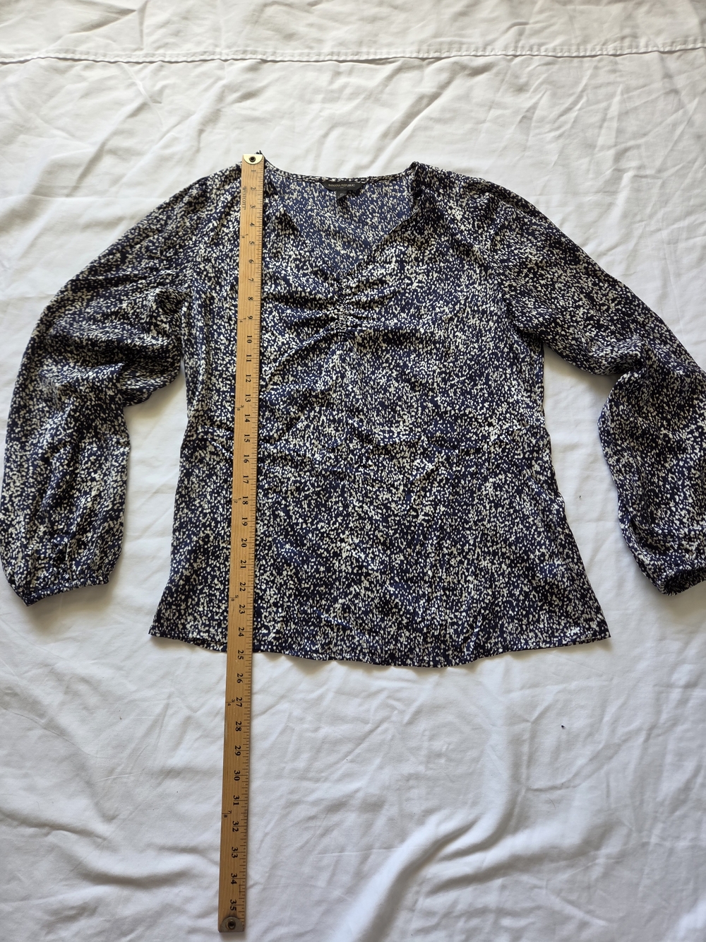 Women’s Navy & White Printed Long-Sleeve Top